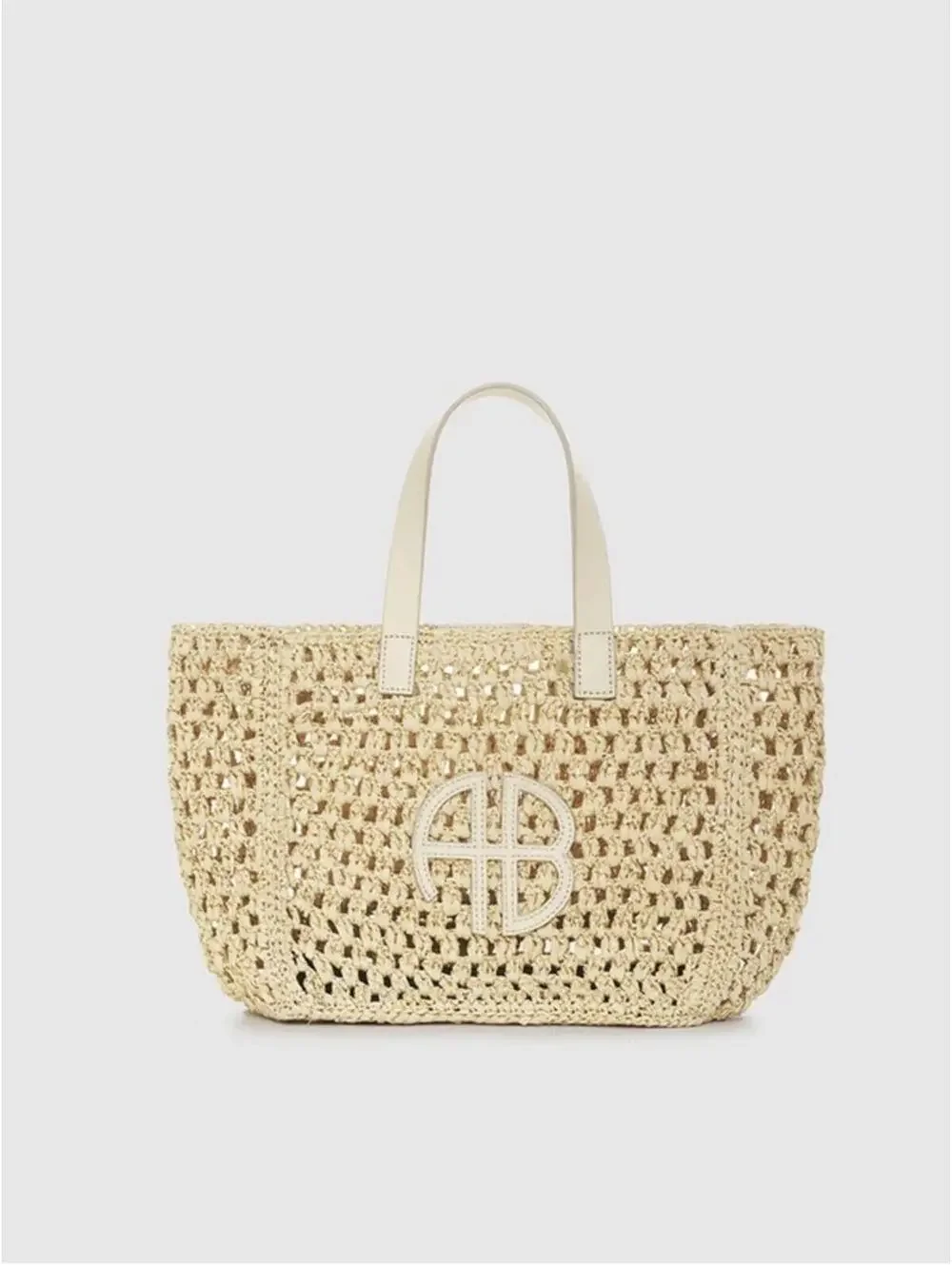 Anine Bing Cream Crochet mini Tote Bag